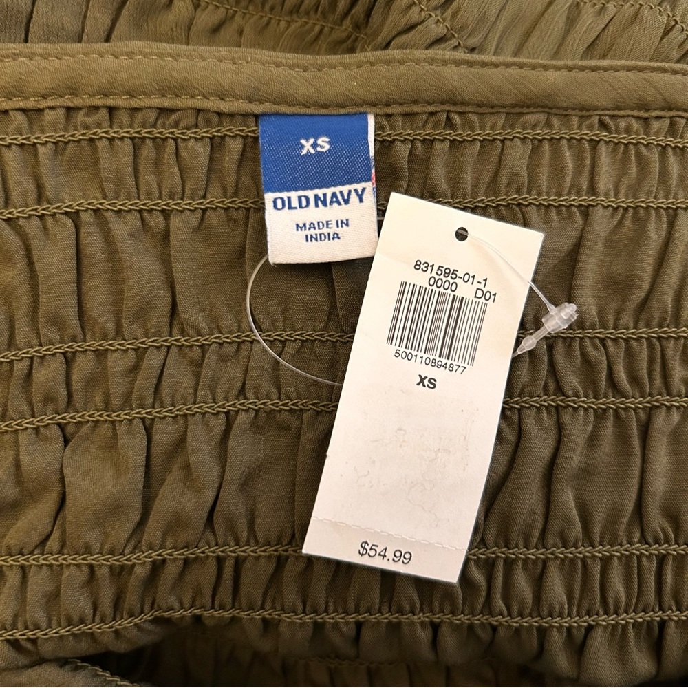 OLD NAVY Size XS Fit & Flare Eyelet Mini Dress Olive Green NWT - Picture 11 of 13